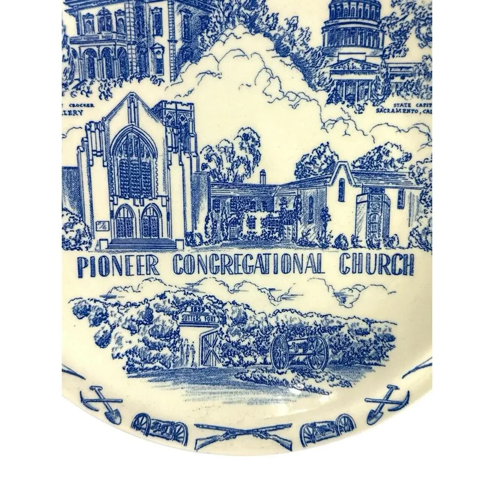 Vintage 1949 Vernon Kilns Pioneer Congregational Church Sacramento CA Plate